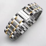 适用华为手表表带非原装Watch4pro/gt5金属不锈钢带watch5非凡 实心钢带- 间金色 宽度：22mm