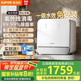 苏泊尔（SUPOR）台式洗碗机免安装家用【三代紫外线烘干系统】92℃高温除菌 软水系统 全自动刷碗机可洗锅WMT0403W