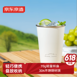 京东京造不锈钢水杯304直饮杯汽车专属配色珍珠白两个装