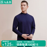 AB秋冬保暖男士三层高密保暖圆领精梳棉中老年打底长袖长裤保暖套装 藏青 3XL