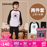 Converse匡威儿童装男童套装春秋季新款长袖t恤裤子2件套女大童透气运动服 正黑色 150 /72 【建议身高140-152cm】