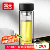 富光 男女士双层玻璃杯 水杯 支持团购定制 304杯子泡茶杯400ML黑
