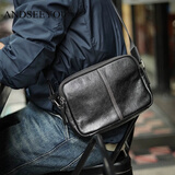 ANDSEEYOU品牌斜挎包男新款真皮男士单肩包横款牛皮背包复古休闲斜挎包七夕 黑色