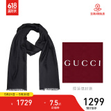 GUCCI 古驰 Gucci围巾 女士双G印花羊毛围巾 黑色 165904 3G646 1000