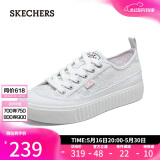 斯凯奇（Skechers）女鞋厚底增高帆布鞋透气一脚蹬时尚简约百搭休闲鞋114391