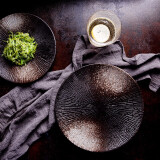 INSCRIPTION 创意欧式刻度纹陶瓷盘西餐牛排盘 意面盘 家用水果沙拉盘 菜盘子 做旧刻度纹-大盘