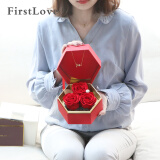 FirstLove 永生花红玫瑰花礼盒摆件 永生花同城配送情人节礼物鲜结婚纪念日表白花生日圣诞礼物送女生