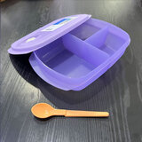特百惠（Tupperware）可微波加热饭盒上班族学生午餐便当盒塑料密封冷藏保鲜饭菜汤碗 1升分格饭盒-冰沙紫带勺