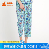 铜牛家居裤汗布印花居家女裤睡裤棉家居裤长裤女春夏VK034 五彩花开-白-绿 M (165/90)
