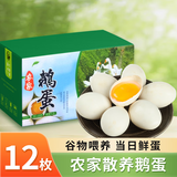 我老家新鲜大鹅蛋 农家自养土鹅蛋 现捡现发 鹅蛋12枚(140-160g)