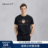 GANT/甘特【100%棉】男女情侣款学院风美式休闲圆领短袖重磅T恤 5黑色 S