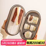 瓷牌茗茶具（cipaiming teaset）旅行茶具套装户外便携式陶瓷快客杯一壶四杯办公室功夫茶壶泡茶 白古茗1壶4杯+罐盘+棕皮包+巾夹