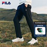 斐乐（FILA） 官方男子针织长裤时尚基础直口通勤休闲裤 正黑色-BK M 170/80A