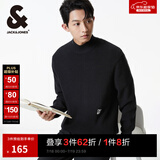 杰克·琼斯（JACK&JONES）男装秋冬男士打底衫百搭简约舒适时尚可机洗针织衫半高领套头毛衣 E41 黑色 L (180)