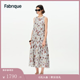 Fabrique巴洛克玫瑰荷叶边印花无袖连衣裙2025夏季新品长裙 雾灰色 XS