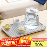 忆壶茶（YIHUTEA）创意家用沥水托盘茶盘多功能塑料茶盘茶托水果盘置物沥水茶盘家用 长方形托盘-小号