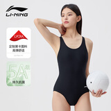 李宁（LI-NING）泳衣女专业训练连体三角游泳衣女士极简泡温泉泳装0221黑XL