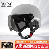 轩沁轩香电动车头盔骑行男女士半盔摩托车电瓶车冬季防冻保暖夏天遮阳防晒帽四季通用盔3c认证雾天用安全帽 灰色茶短【升级3C款】 均码