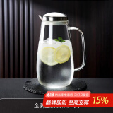 青苹果凉水壶玻璃耐高温家用大容量冷水壶泡茶壶凉水杯套装防摔开水瓶 【限量清仓】企鹅壶1500ML一体盖