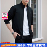 阿迪达斯（adidas）男装夹克 25夏新款运动服休闲防风开衫跑步健身时尚快干透气外套 经典黑/时尚三条纹 【针织立领】 M 【170-175cm/130-140斤】