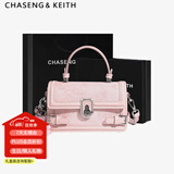 CHASENG&KEITH轻奢刺绣小方包女斜挎包包女生高级轻奢潮流单肩包 粉色-轻奢礼袋