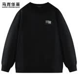 马克华菲不变形卫衣男款春秋2026新款重磅圆领中性风长袖外套 黑 XL