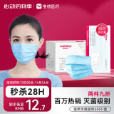维德（WELLDAY）一次性医用口罩成人50只/盒独立包装三层透气防过敏防飞沫灭菌级