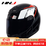 HNJ摩托车头盔男女全盔新3C国标认证四季通用越野机车A1夏季头盔 黑红鲨鱼（标配透明片)+黑镜片 均码