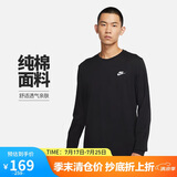 耐克(NIKE)春夏男长袖T恤 纯棉 运动休闲 经典简约 AR5194-010 黑色XL
