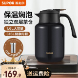 苏泊尔（SUPOR）保温壶316不锈钢泡茶壶家用热水瓶大容量焖茶壶保温水壶闷暖水壶 丹泉蓝- 1.6L 【有茶仓】焖泡壶