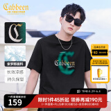 卡宾男装 【凉感】索罗那晕染印花T恤秋潮流肌理LOGO短袖街头休闲A 漆黑色-凉感 L /175/50