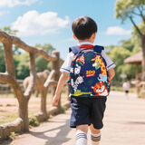 Edison幼儿园书包2-6周岁学前班户外轻便出游儿童小背包6001-5s动物小号