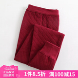 AB内衣保暖裤 女士三层夹棉纯棉中厚秋裤打底线裤秋冬棉毛裤T866 枣红T866 2XL