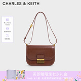 CHARLES&KEITH复古锁扣豆腐包单肩斜挎包包女包生日礼物七夕礼物CK2-80781400 Dark Brown深棕色CK2-80782444 S/M