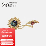 She's梵高向日葵手工钉珠复古瓢虫胸针胸花 别针 520礼物 送女友