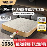 塔吉比拉丝自动充气床垫弹丝气垫床户外露营装备午休打地铺睡垫TPU30 三人海绵款床垫+新无刷泵+仪表盘