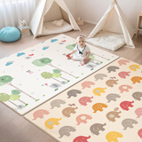 帕克伦xpe宝宝爬行垫2cm加厚婴儿爬爬垫客厅室内家用无甲醛儿童防摔地垫 五彩小象+量身高180x150x1cm 【XPE覆膜卷筒款】