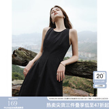 范思蓝恩夏季腰精裙气质收腰无袖背心连衣裙女夏季新款海边度假显瘦裙 黑色-无袖 S