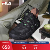斐乐（FILA）可颂面包鞋运动鞋男士休闲鞋舒适厚底老爹鞋复古 黑-IB 41