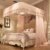 罗曼卡尼 土豪金手动导轨蚊帐1.8m双人家用U型轨道公主三开门1.5米床 A27玉色（手动导轨） 220cm*180cm*210cm 长*宽*高