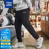 唐狮（TonLion）2021灰色男宽松束脚休闲裤子男卫裤 加绒黑色/三批 L 