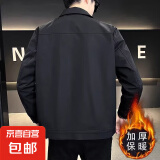 2023春季新款夹克男修身韩版帅气百搭上衣男装休闲翻领衬 黑色 XL