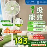 钻石牌落地扇家用电风扇【1级能效+直流变频+纯铜电机】摇头扇强劲风力省电电扇AI语音遥控DFS-ZBHR07