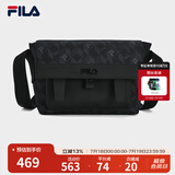 FILA【黑武士】斐乐斜挎包老花轻便防泼水挎包老花单肩包 正黑色-BK XS