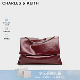 CHARLES&KEITH大容量纯色链条邮差包单肩腋下包包女包婚包生日礼物CK2-20271514 Burgundy葡萄酒红色 大包