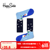 Happy Socks春夏款袜子女男袜薄荷曼波运动彩虹白色棉袜中筒袜 雪人心事 1双 M 36-40