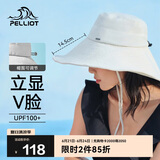 伯希和（Pelliot）遮阳防晒帽夏季女防紫外线大帽檐户外登山渔夫帽子16023409海鸥灰