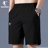 乔丹速干短裤男裤子夏季新款冰丝透气宽松休闲五分裤子跑步运动短裤男 黑色 冰丝速干 L /175 【现货速发】