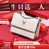 啄木鸟（TUCANO）520送女朋友礼物【明星同款】包包女包牛皮时尚单肩斜挎包女链条 米白银鹿礼盒【幸运一鹿有你】