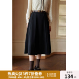 独束[神裙3.0版]独束大码女装高腰半身裙女秋冬微胖mm遮胯显瘦A字裙 静谧黑 M